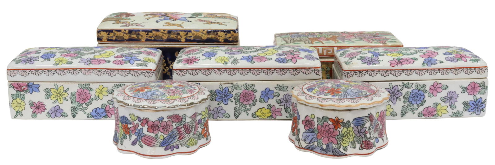 (6) CHINESE FAMILLE ROSE ENAMELED PORCELAIN BOXES (1 of 8)
