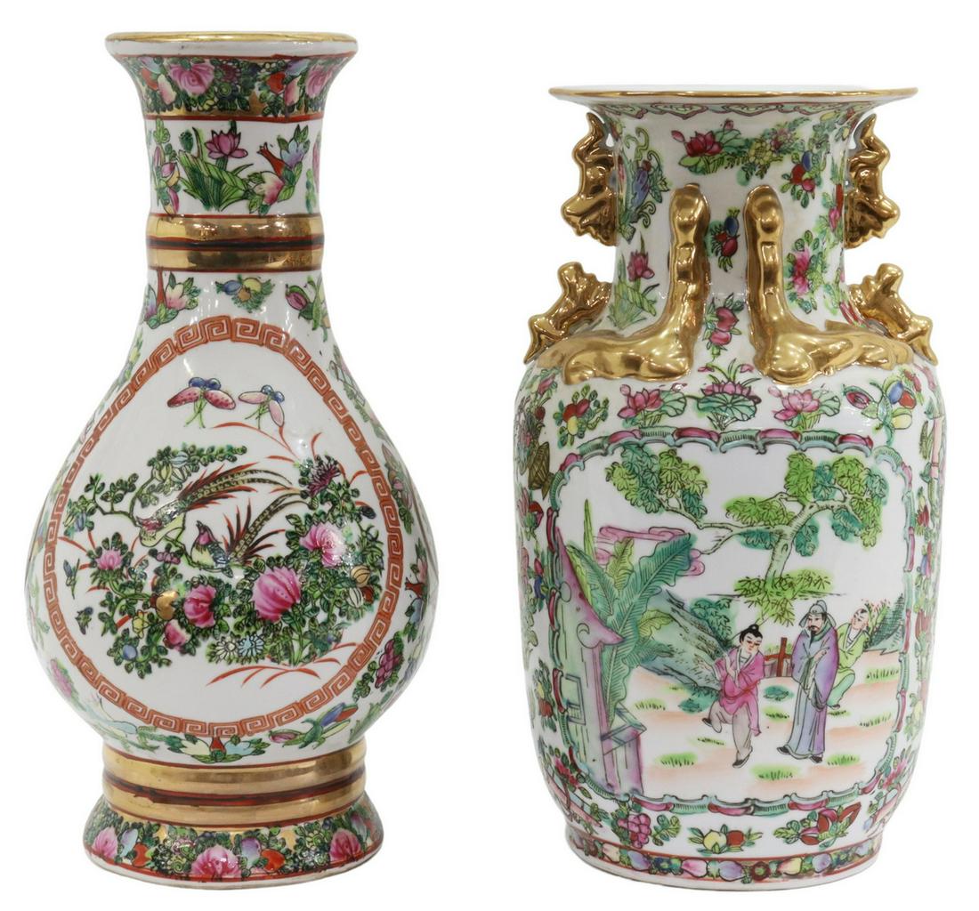 (2) CHINESE ROSE MEDALLION PORCELAIN VASES (1 of 3)