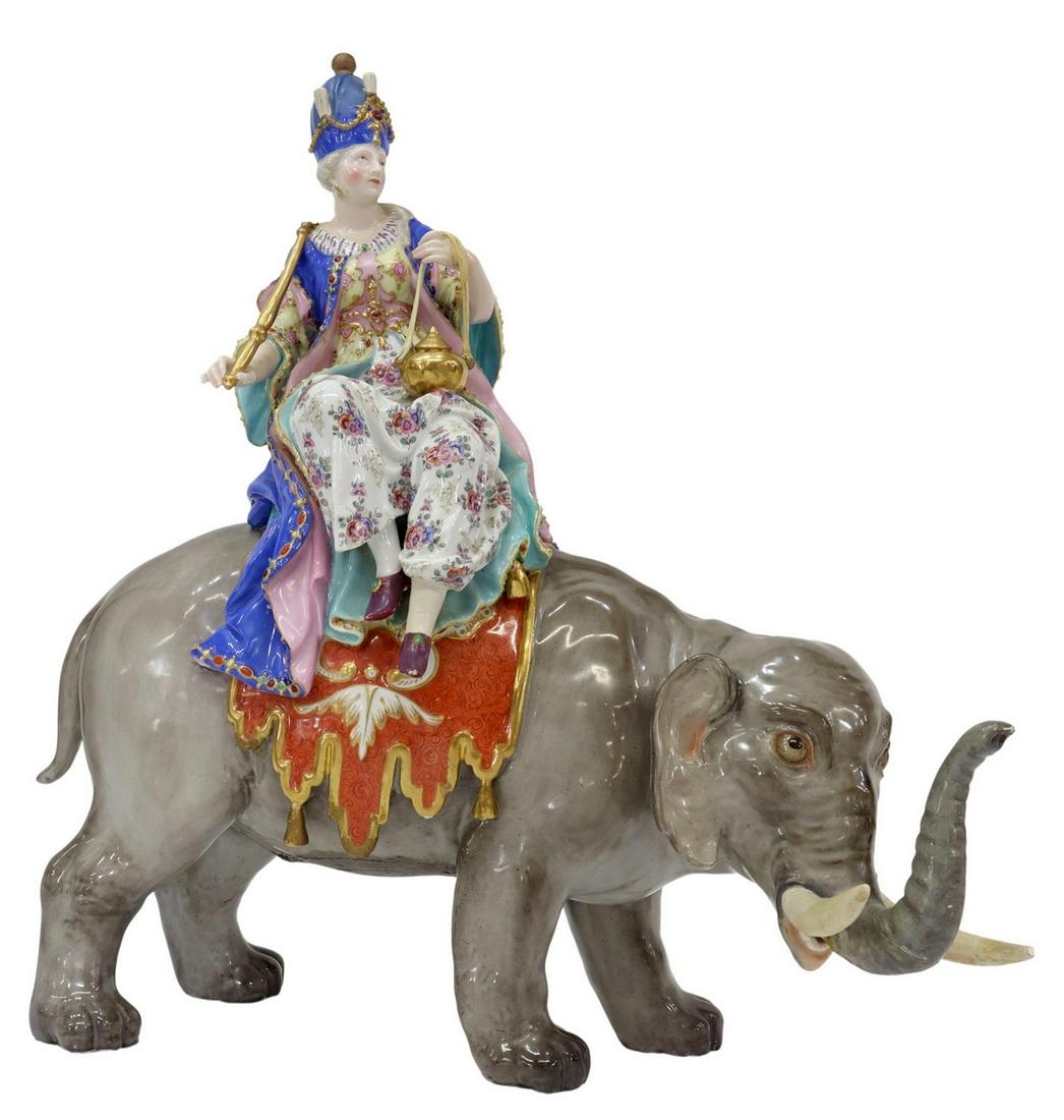 MEISSEN PORCELAIN FIGURE GROUP SULTANA & ELEPHANT (1 of 10)