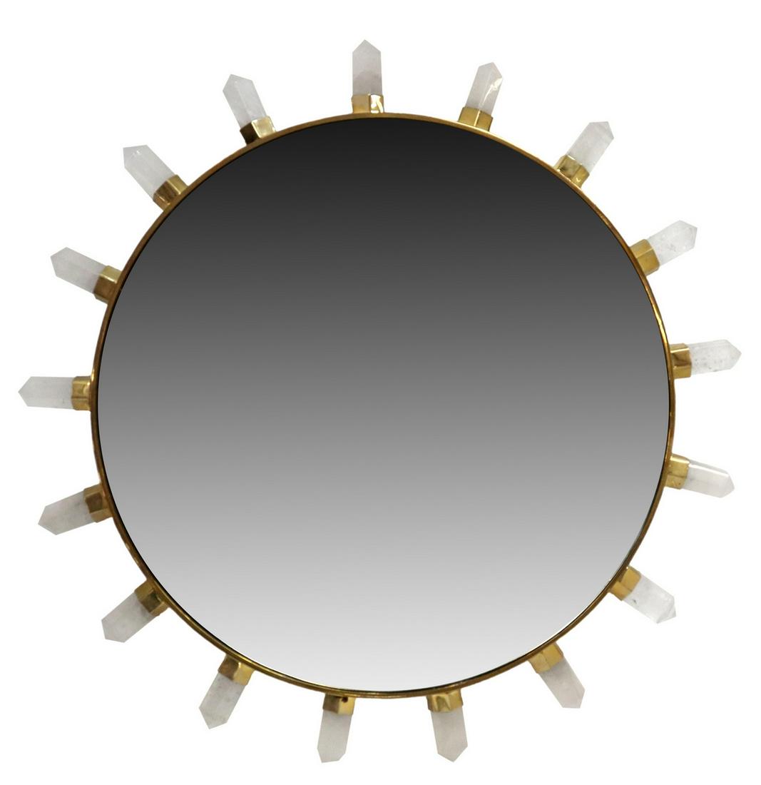 GILT METAL & ROCK CRYSTAL SUNBURST WALL MIRROR (1 of 4)