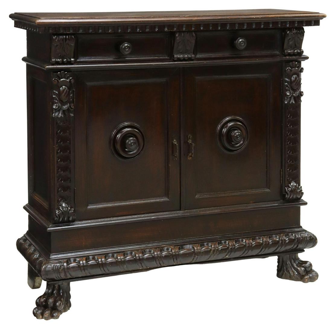 ITALIAN RENAISSANCE REVIVAL CARVED WALNUT CABINET (1 of 6)