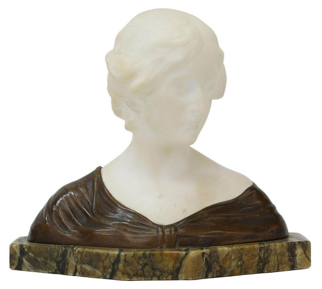 VALMORE GEMIGNANI (D.1958) ALABASTER & BRONZE BUST (1 of 6)