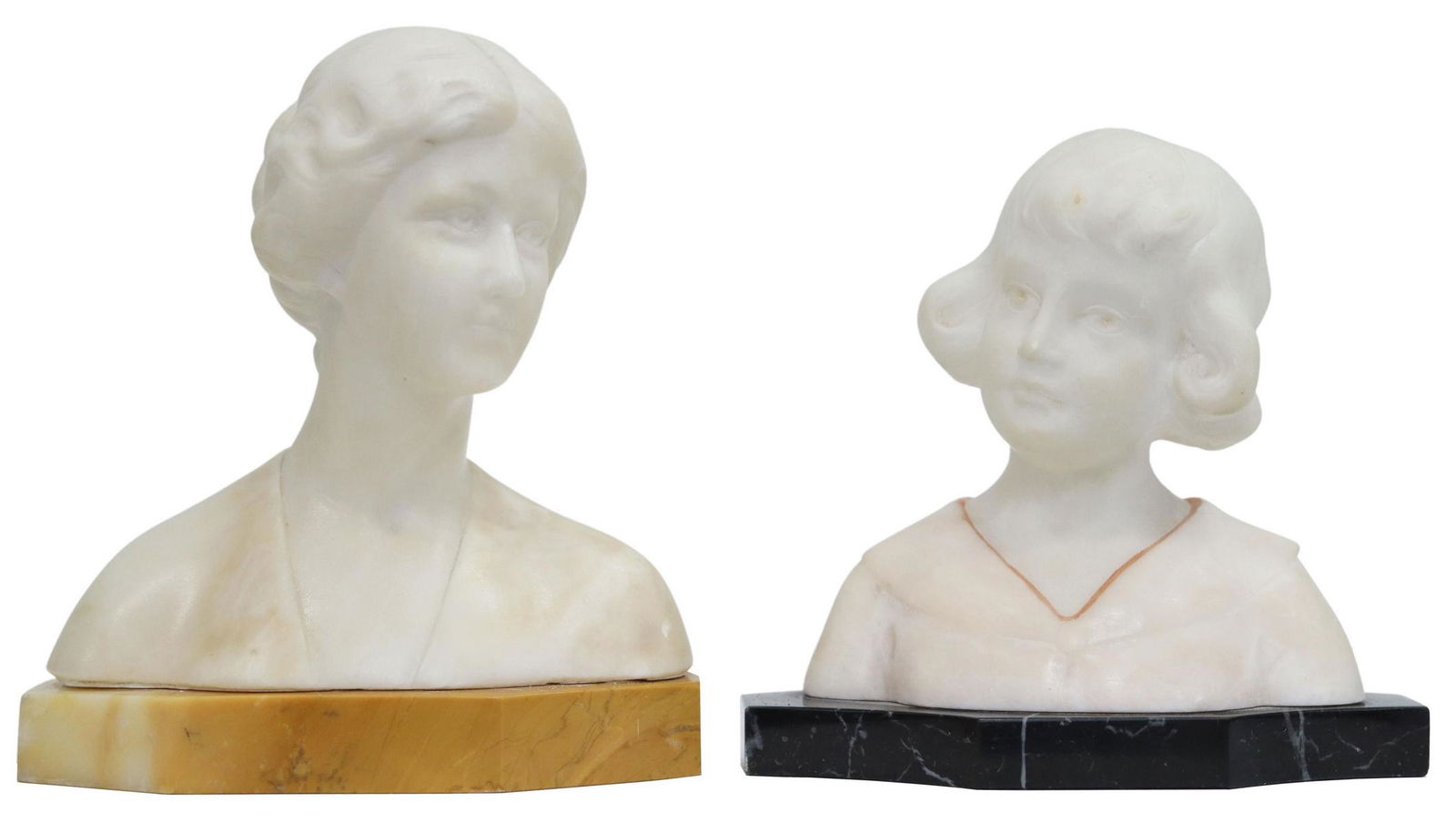 (2) CONTINENTAL CARVED ALABASTER FEMALE BUSTS (1 of 5)