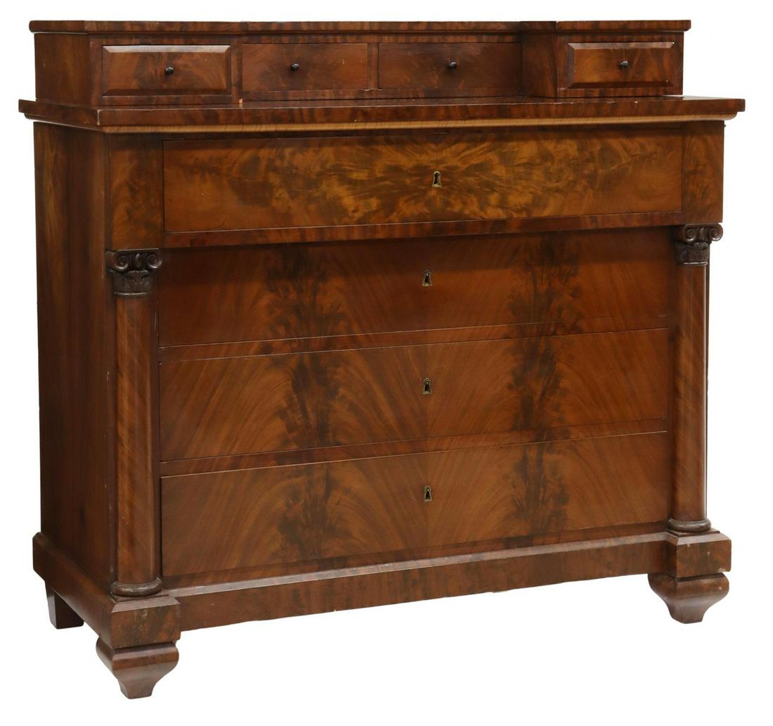 FRENCH EMPIRE STYLE MAHOGANY COMMODE, 19TH C. (1 of 5)