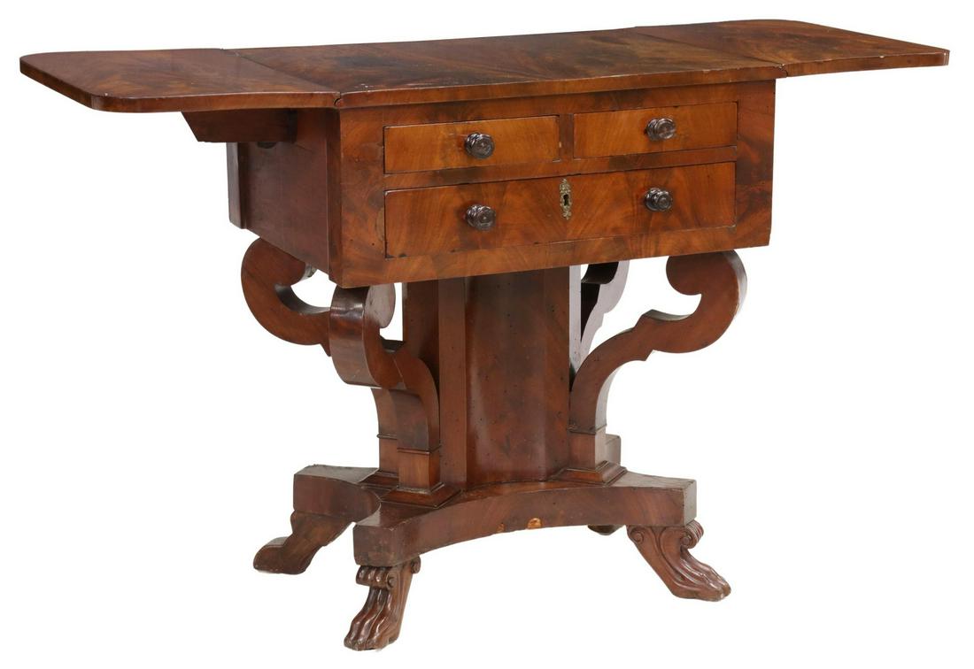 AMERICAN EMPIRE MAHOGANY DROP-LEAF TABLE STAND (1 of 6)