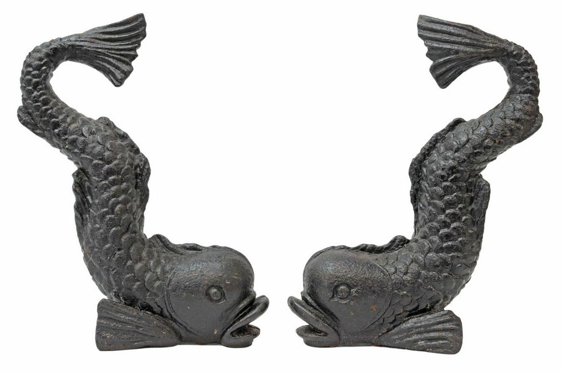 (2) VICTORIAN CAST IRON DOLPHIN DOORSTOPS (1 of 3)