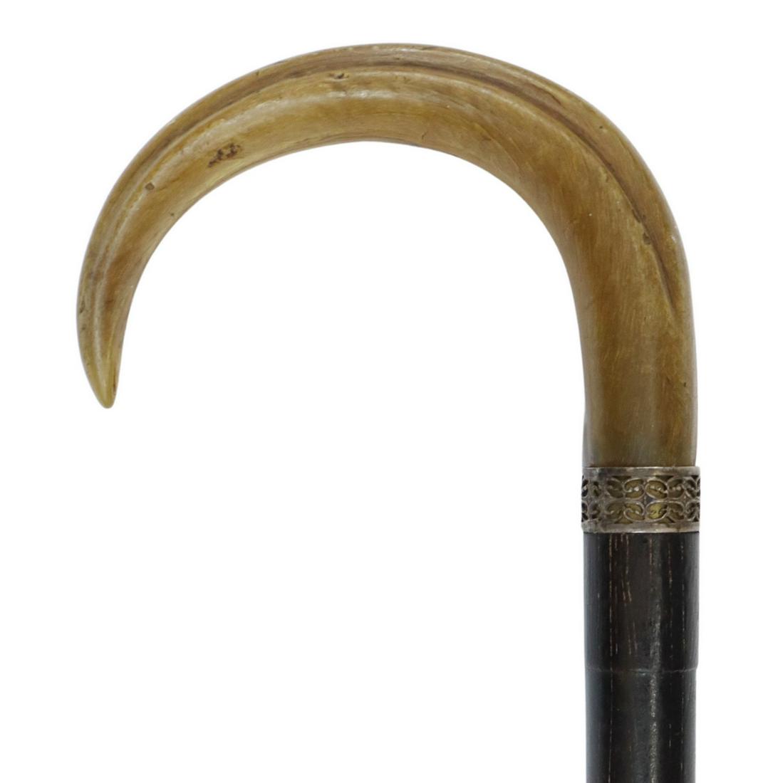 VINTAGE HORN HANDLED SPRING-OPERATED SWORD CANE (1 of 4)