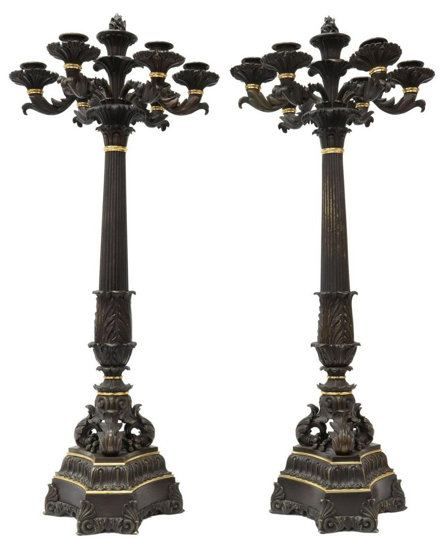 (2) FRENCH CHARLES X BRONZE PATINE CANDELABRA (1 of 4)