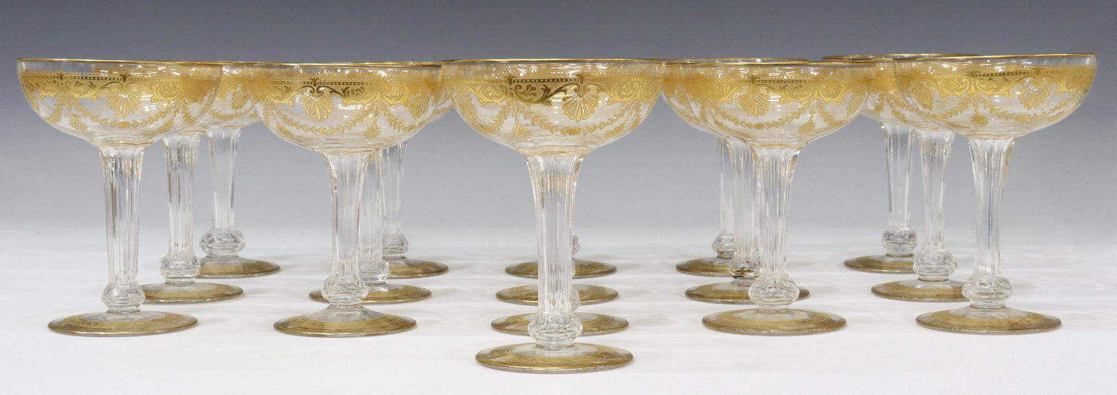 (16) SCARCE SAINT LOUIS CRYSTAL CHAMPAGNE COUPS (1 of 3)