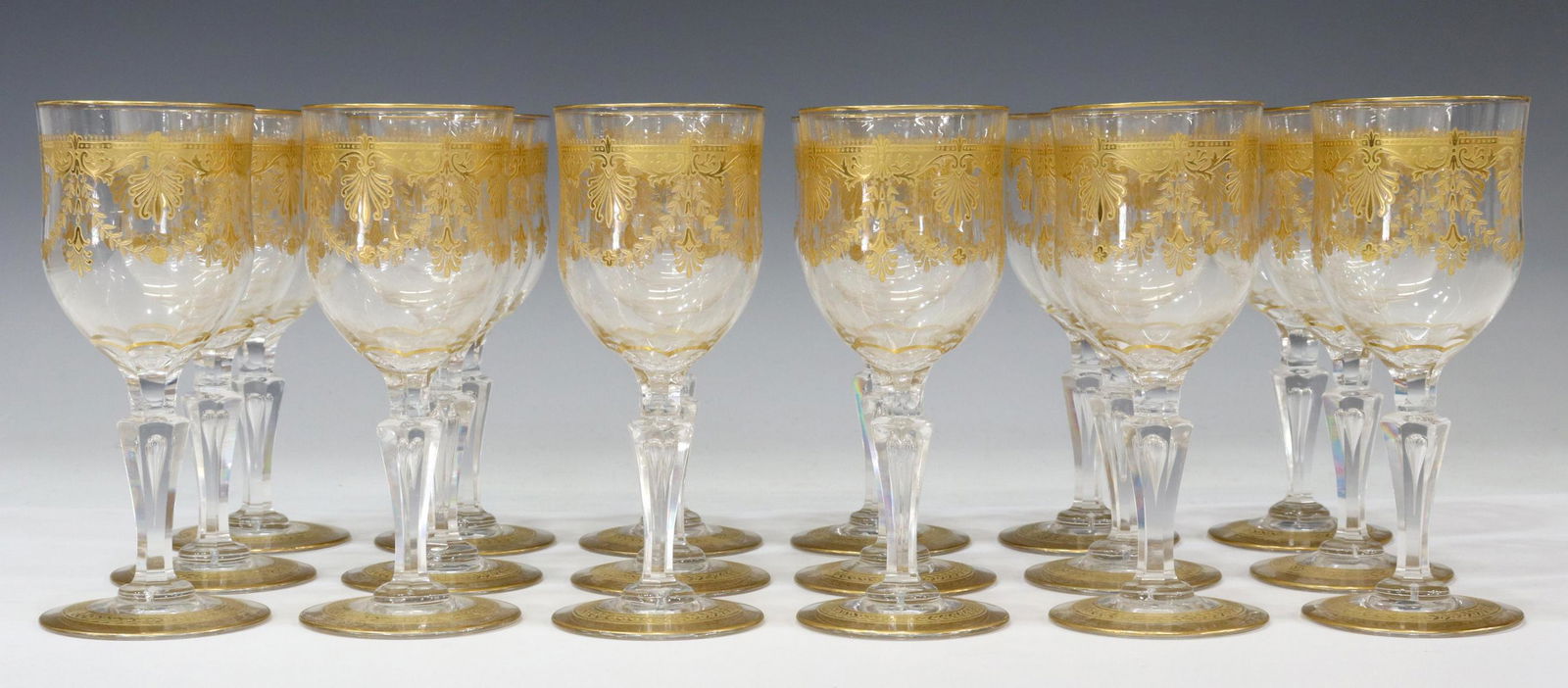 (18) SCARCE SAINT LOUIS CRYSTAL GILDED STEMWARE (1 of 3)