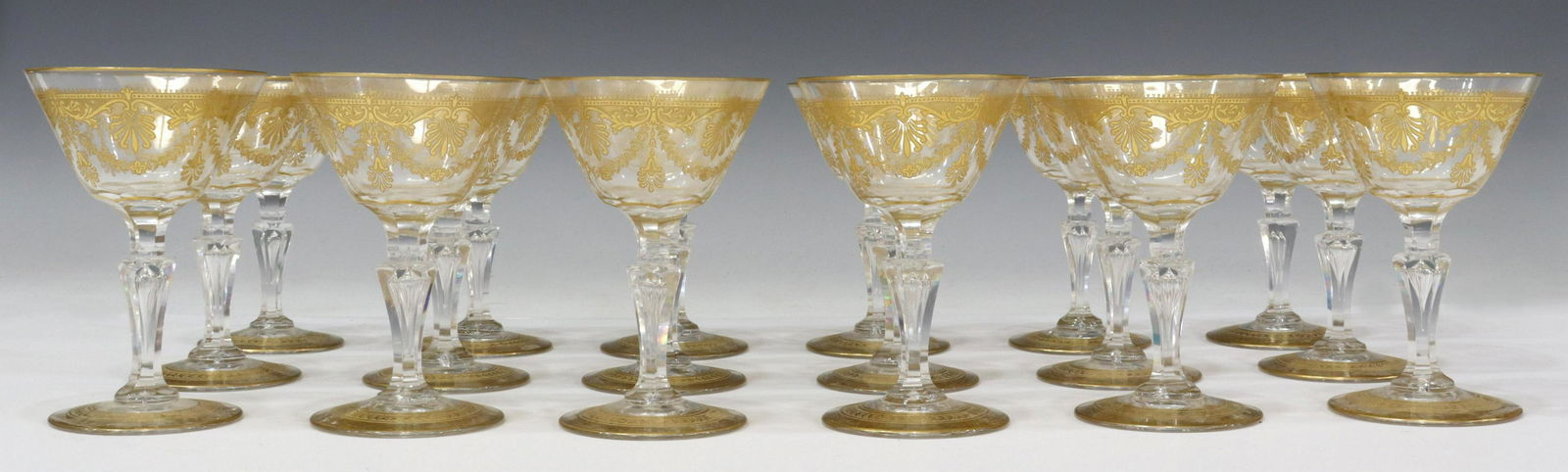 (18) SCARCE SAINT LOUIS CRYSTAL GILDED STEMWARE (1 of 3)