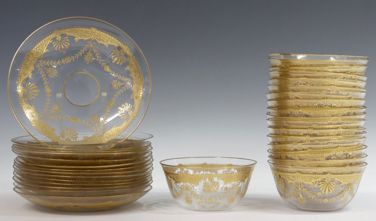 33) SCARCE ST. LOUIS CRYSTAL GILDED BOWLS & PLATES (1 of 3)