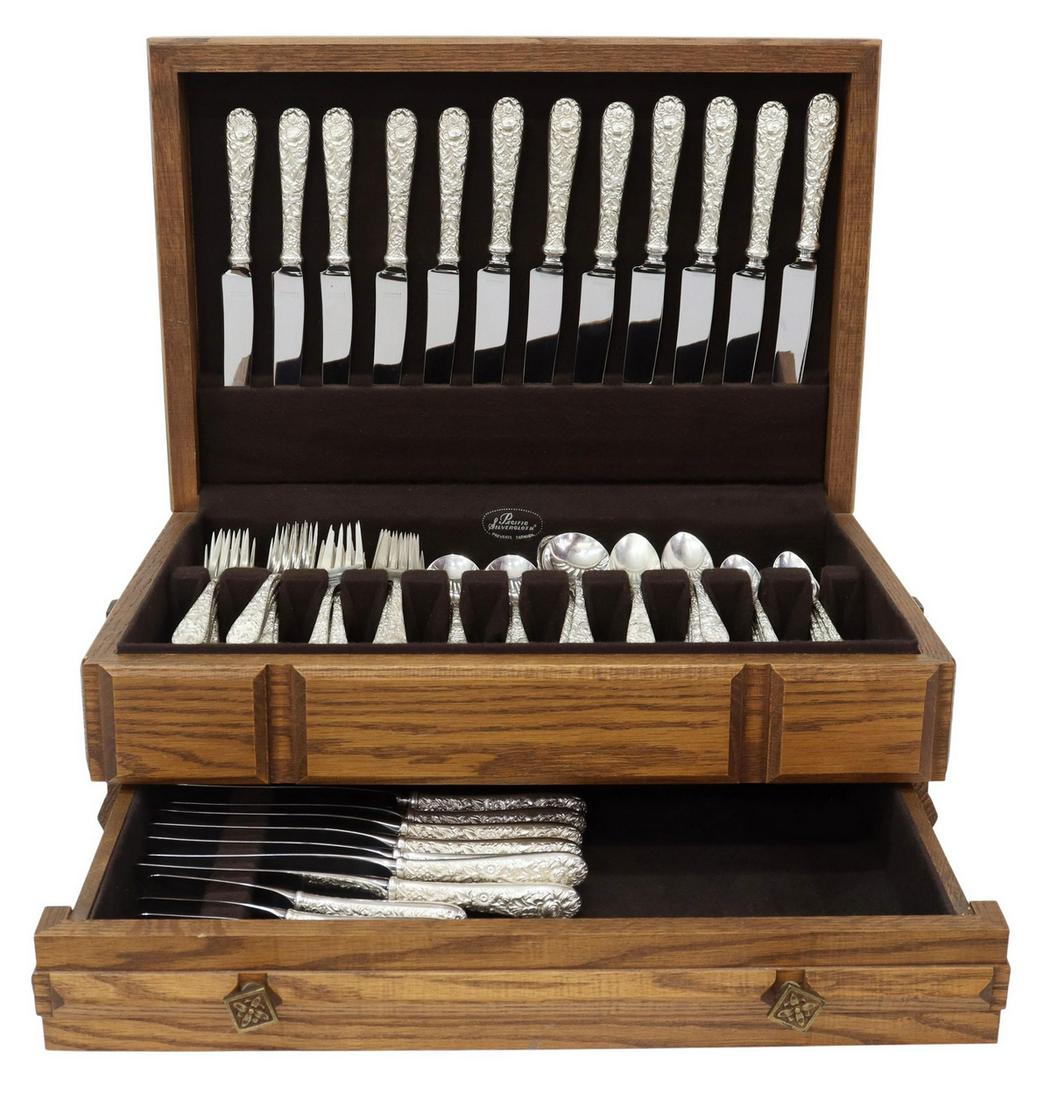 (120) KIRK & SON STERLING REPOUSSE FLATWARE SET (1 of 6)