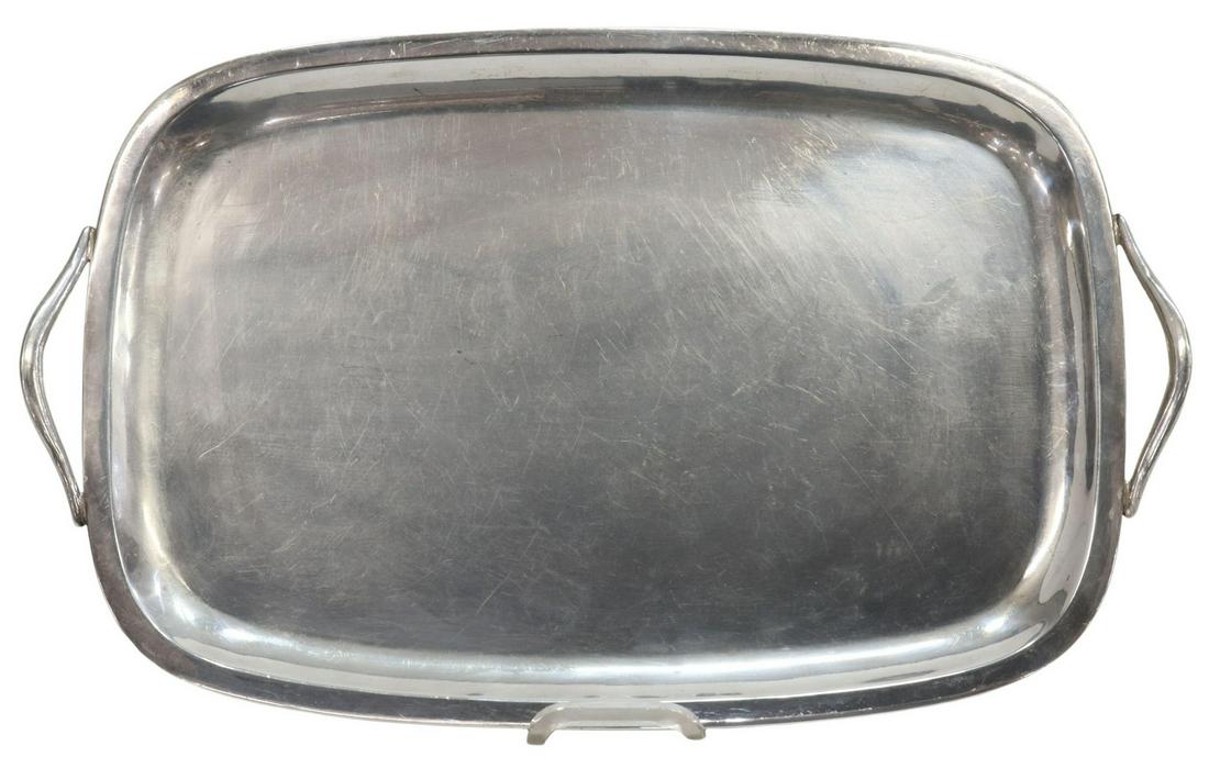 MEXICAN STERLING SILVER HANDLED TRAY, 15.5"L (1 of 3)