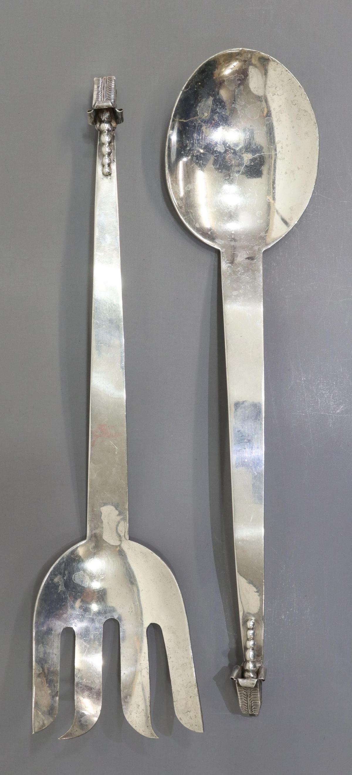 (2) MODERNIST STERLING BLOSSOM SALAD SET, MEXICO (1 of 4)
