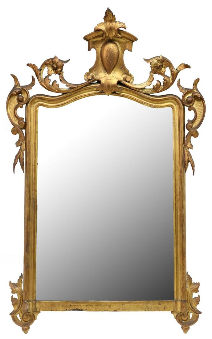 ITALIAN LOUIS XV STYLE GOLD LEAF MIRROR, 69" X 44" (1 of 3)