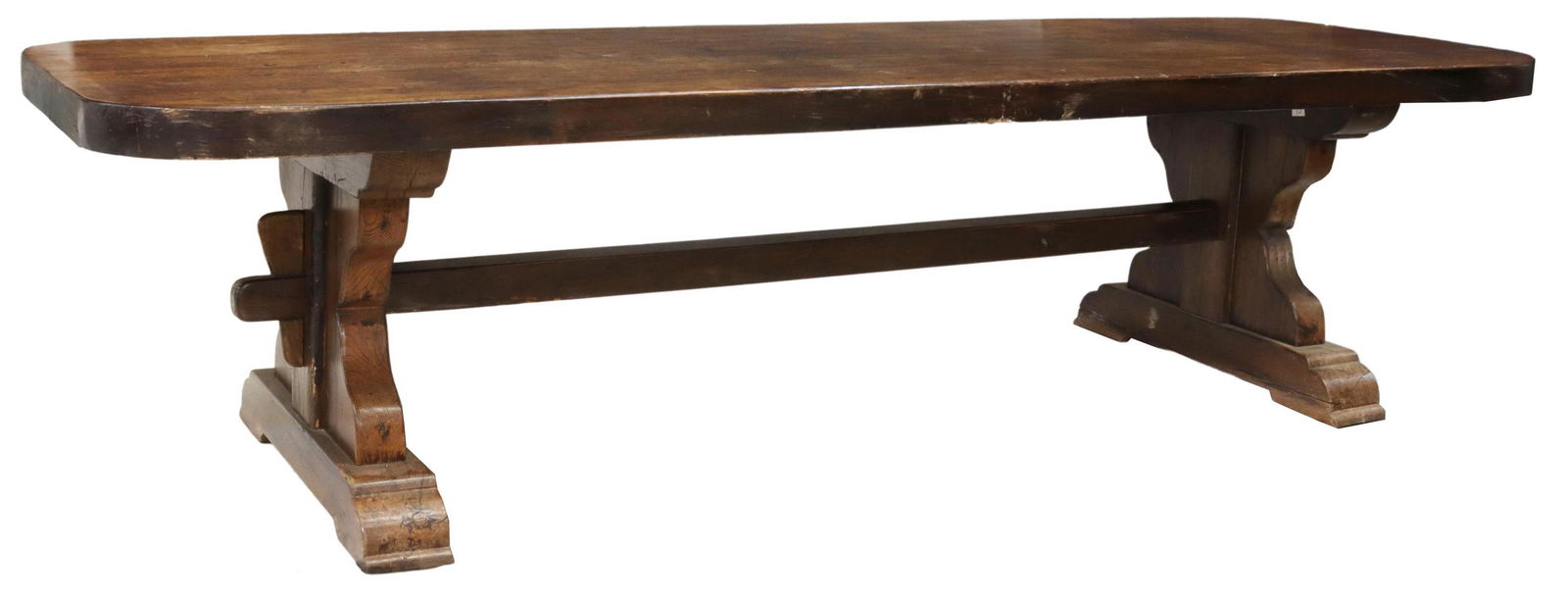 FRENCH PROVINCIAL OAK FARMHOUSE TABLE, 118.5"L (1 of 4)