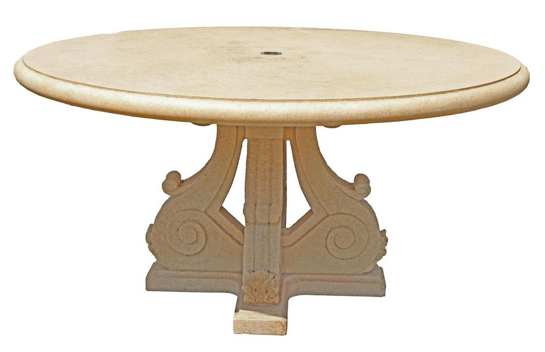 LARGE CAST CONCRETE GARDEN TABLE, 58.5"DIAM (1 of 2)