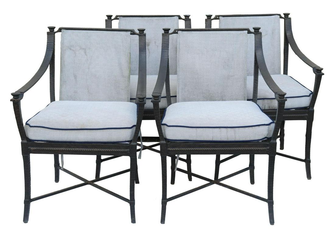 (4) CENTURY 'ANDALUSIA' OUTDOOR ALUMINUM ARMCHAIRS (1 of 3)