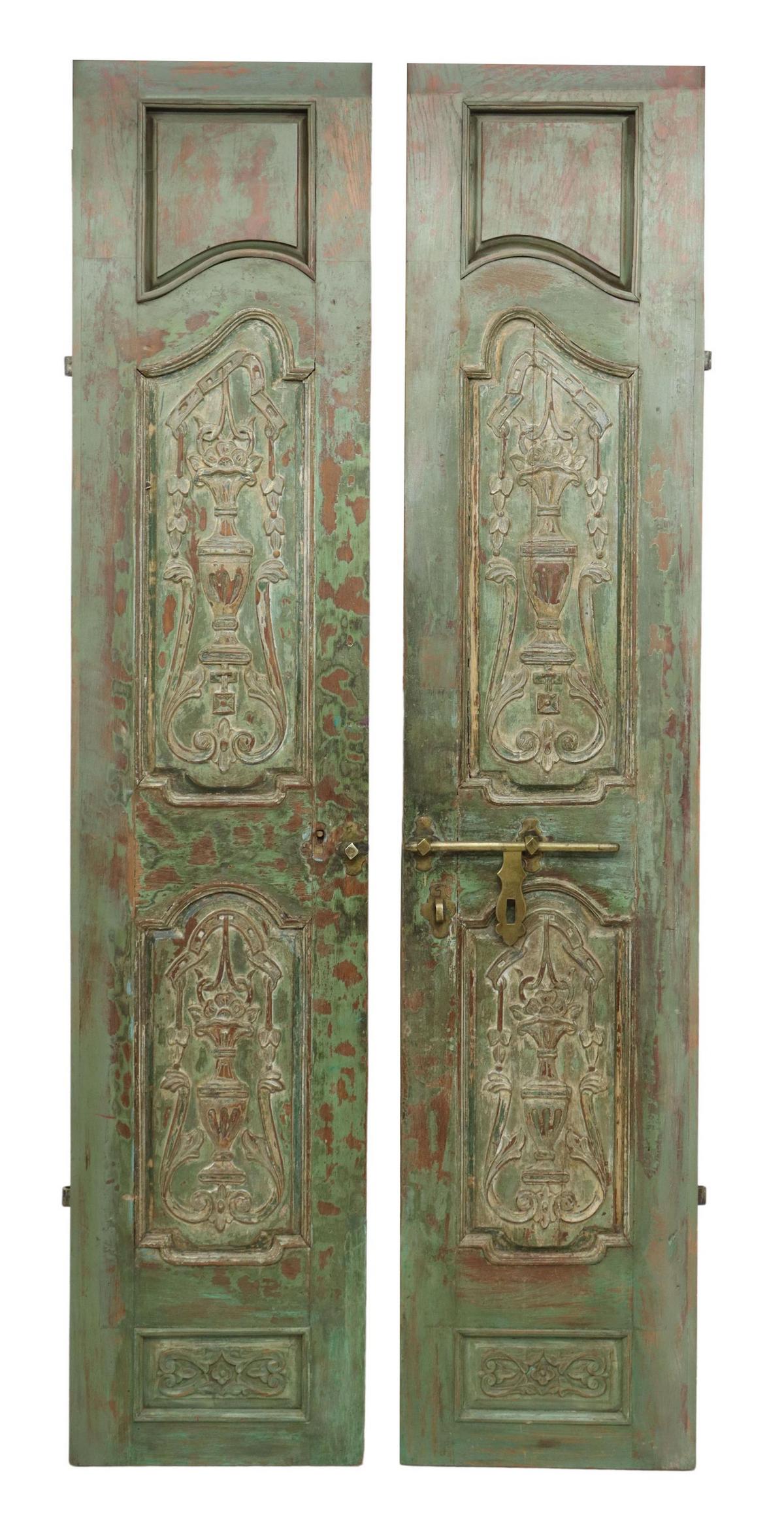 (2) ARCHITECTURAL PAINTED CARVED & PANELED DOORS (1 of 3)