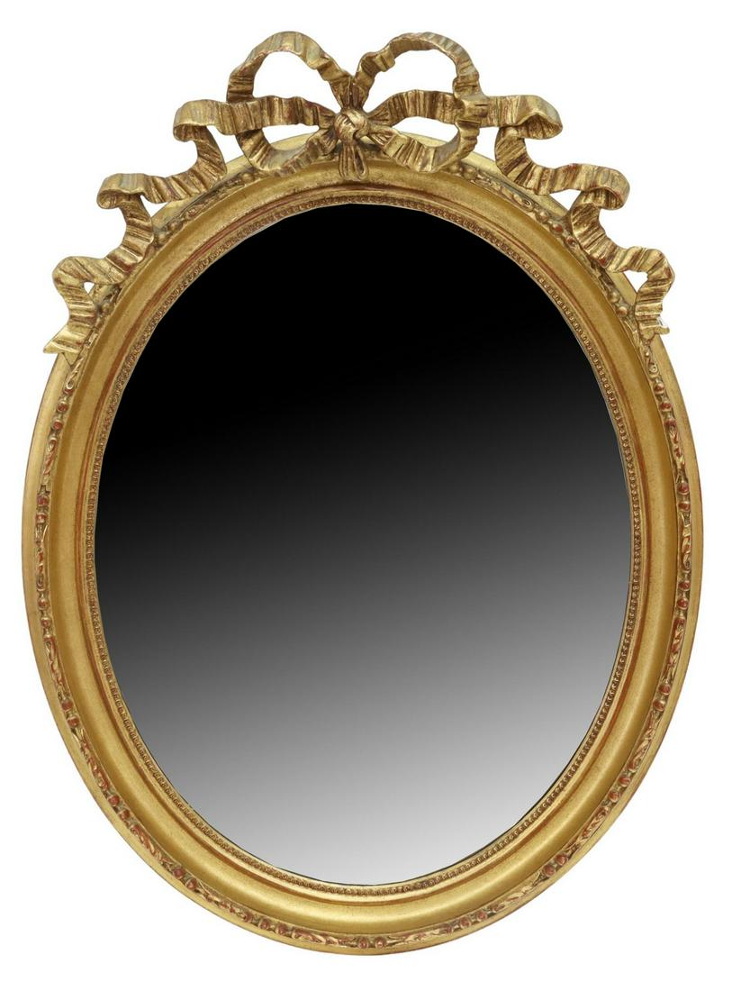 FRENCH LOUIS XVI STYLE GILT HANGING WALL MIRROR (1 of 3)