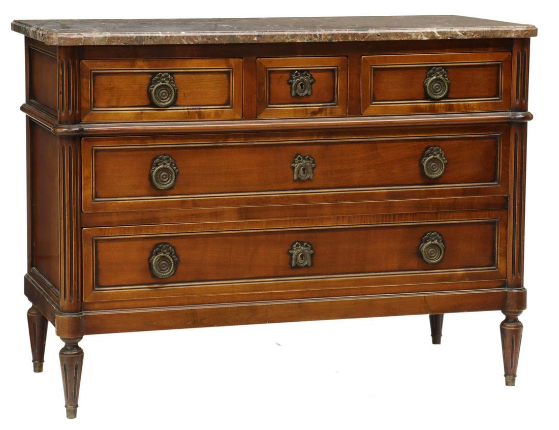 FRENCH LOUIS XVI STYLE MARBLE-TOP COMMODE (1 of 5)