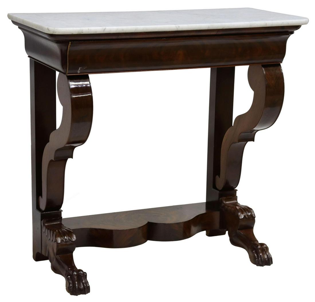 FRENCH RESTAURATION MARBLE-TOP MAHOGANY CONSOLE (1 of 5)