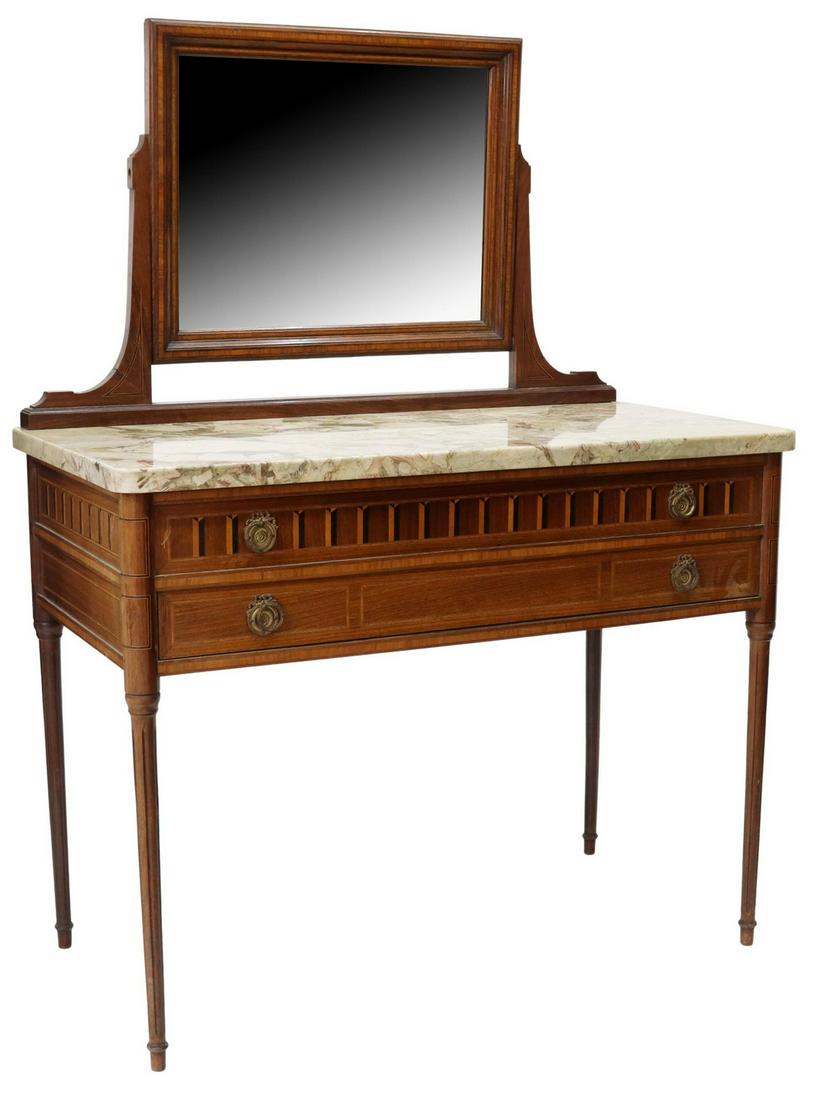 LOUIS XVI STYLE MARBLE-TOP MIRRORED DRESSING TABLE (1 of 6)
