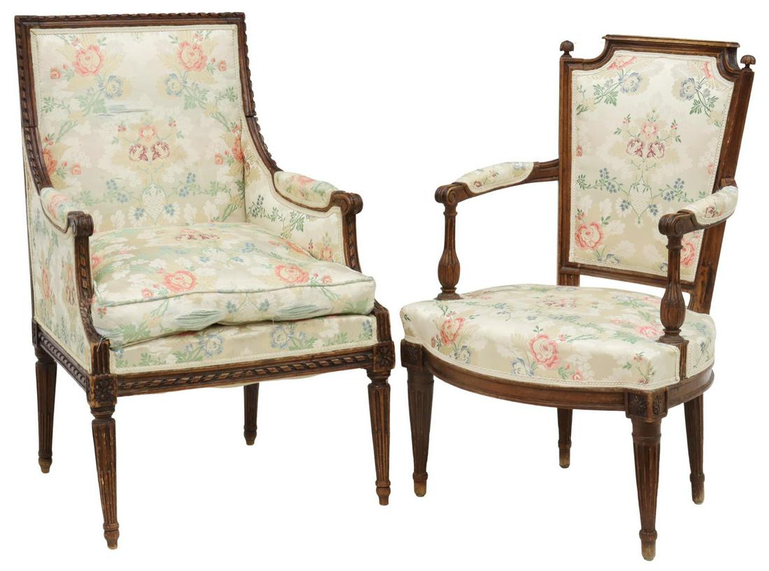 (2) FRENCH LOUIS XVI STYLE FAUTEUIL & BERGERE (1 of 3)