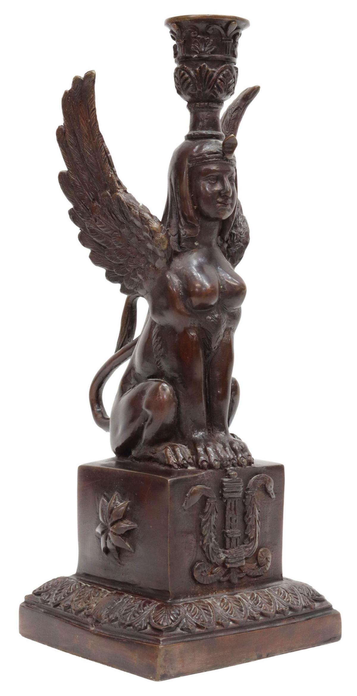 MAITLAND-SMITH BRONZE SPHINX CANDLESTICK (1 of 3)