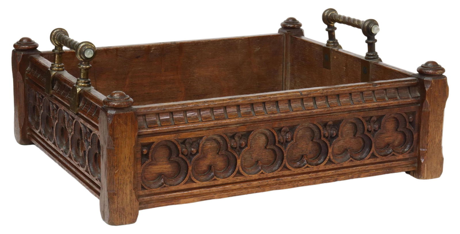 GOTHIC REVIVAL CARVED OAK TRAY, 19TH C. (1 of 4)