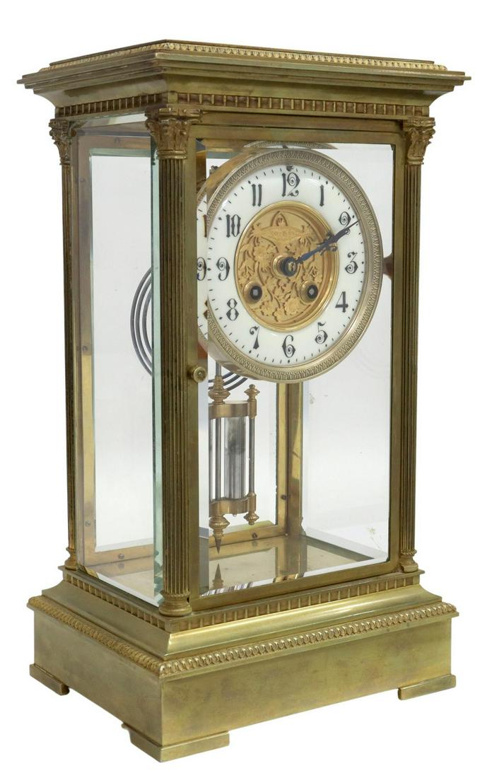 FRENCH GILT METAL CASED MANTEL SHELF CLOCK (1 of 6)