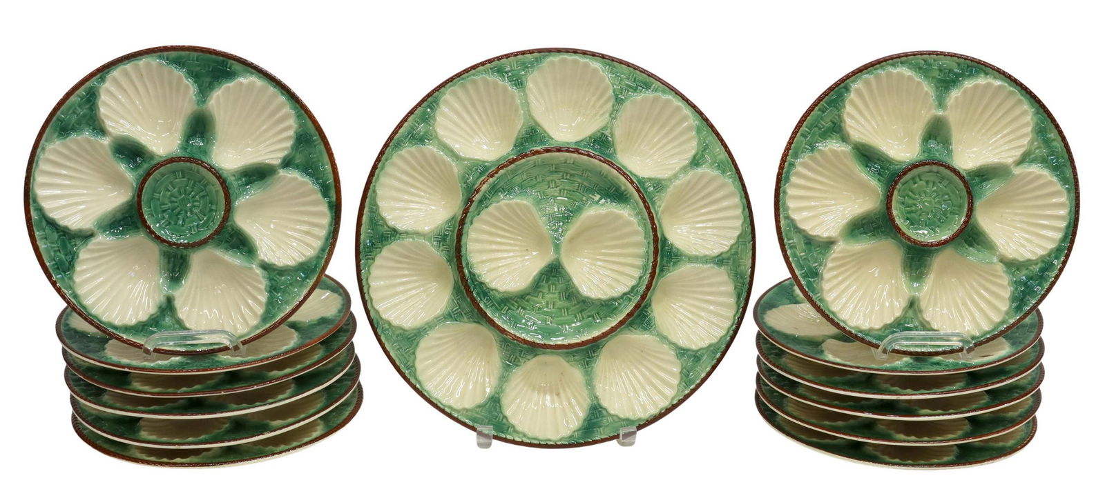 (13) FRENCH MAJOLICA OYSTER SERVICE SET (1 of 3)