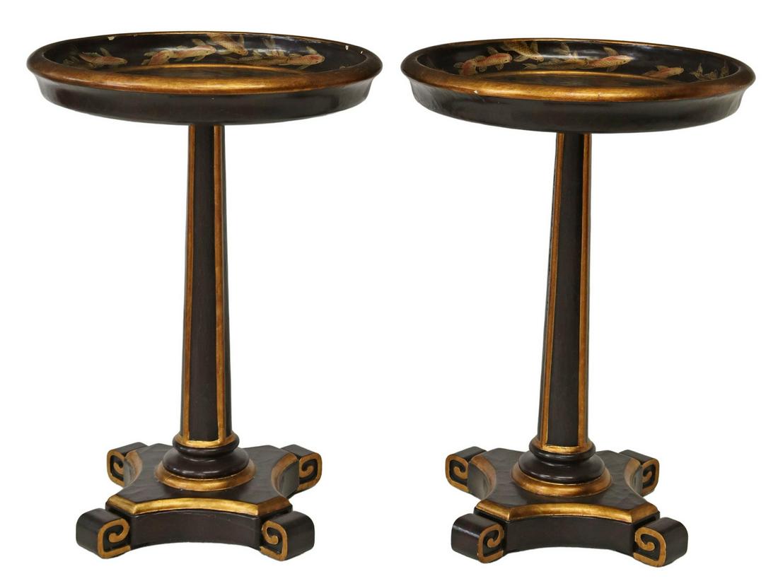(2) CHINESE LACQUERED KOI FISH TABLES STANDS (1 of 5)