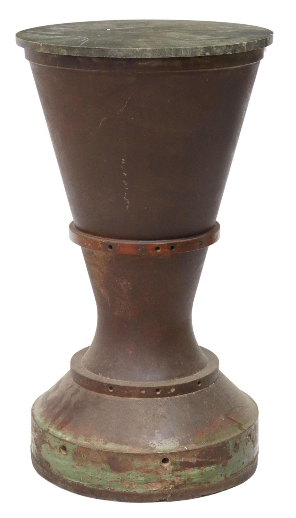 INDUSTRIAL MARBLE-TOP IRON OCCASIONAL TABLE (1 of 3)