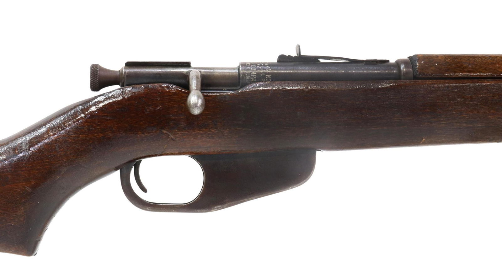 HOBAN YOUTH RIFLE, .SINGLE .22CAL, MFG 1940'S: Hoban Rifle Model 45, a youth rifle c. 1945-1948, Hoban Mfg. Co., Salem, Michigan, .22 S,L,LR caliber, bolt action, 20" barrel, single shot, fixed front sight, adjustable rear sight, hardwood stock, b