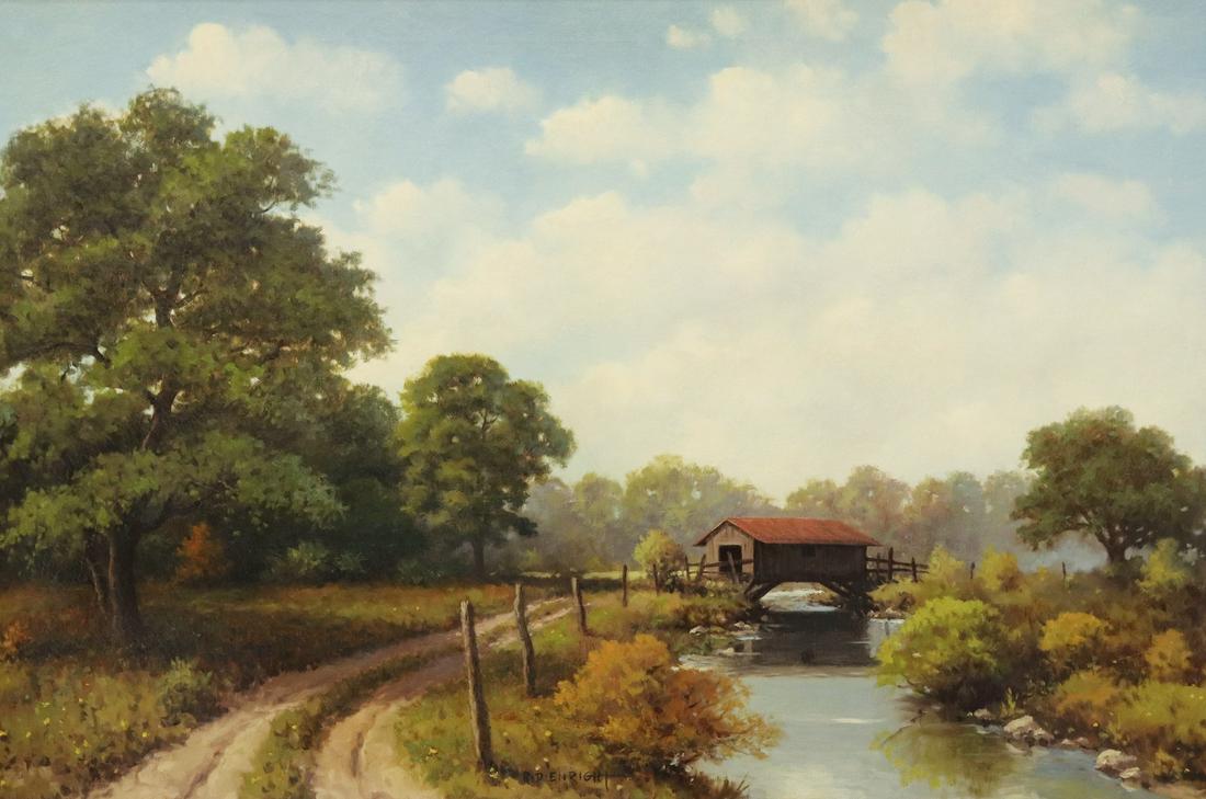 ROLAND DELBERT ENRIGHT (1921-1983) COVERED BRIDGE (1 of 4)