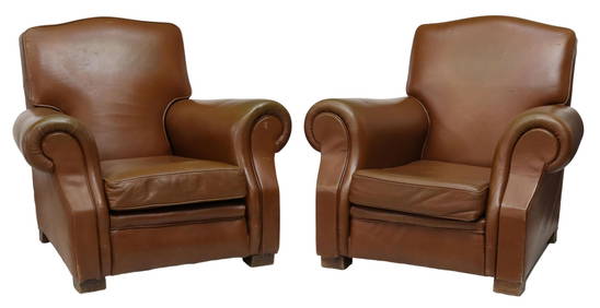 (2) FRENCH LEATHER CLUB CHAIRS (1 of 3)