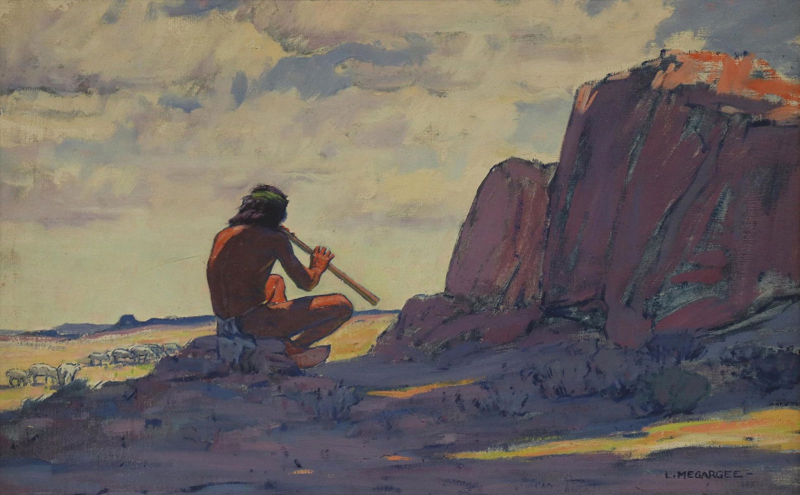 LON MEGARGEE (1883-1960) NATIVE AMERICAN PAINTING (1 of 5)