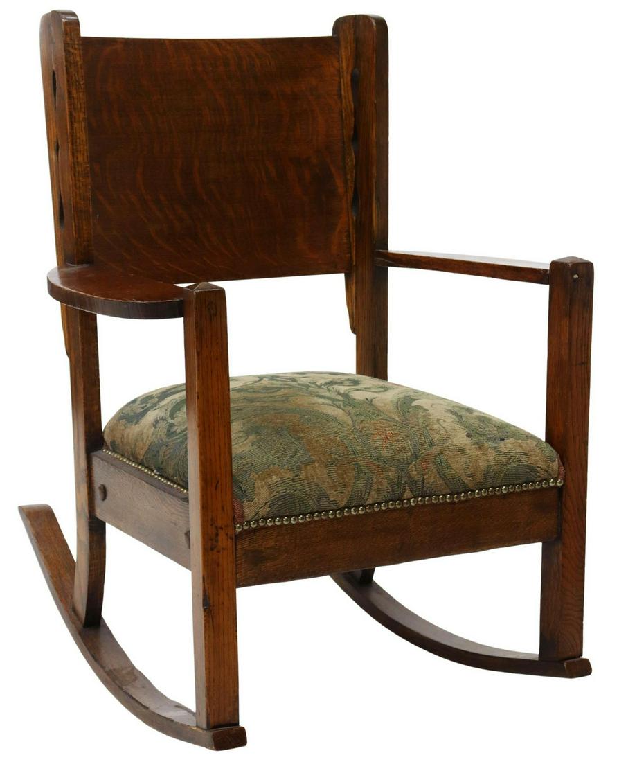 AMERICAN CRAFTSMAN OAK WINGBACK ROCKING CHAIR (1 of 3)