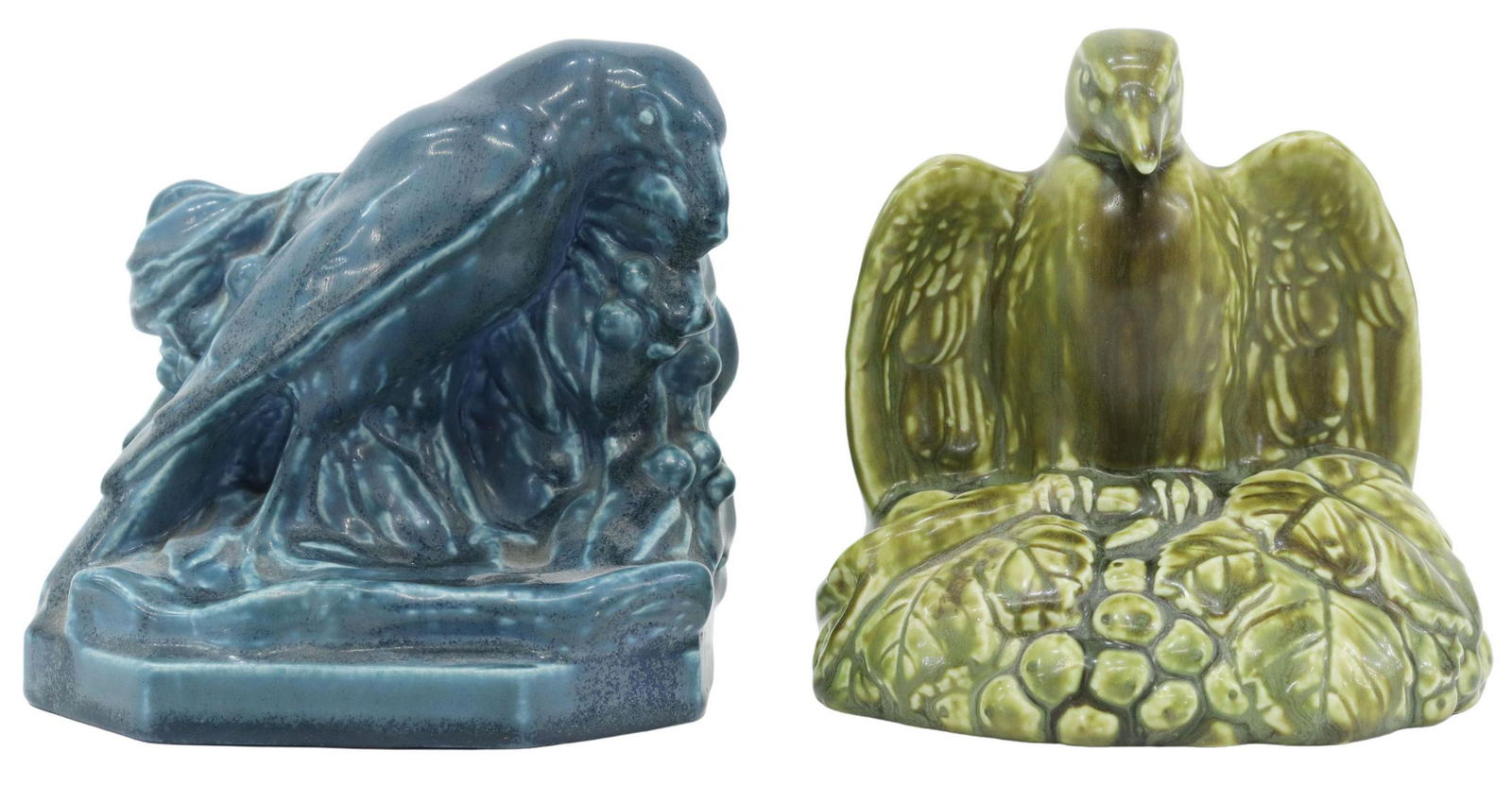 (2) ROOKWOOD POTTERY BLACKBIRD & ROOK BOOKENDS (1 of 5)