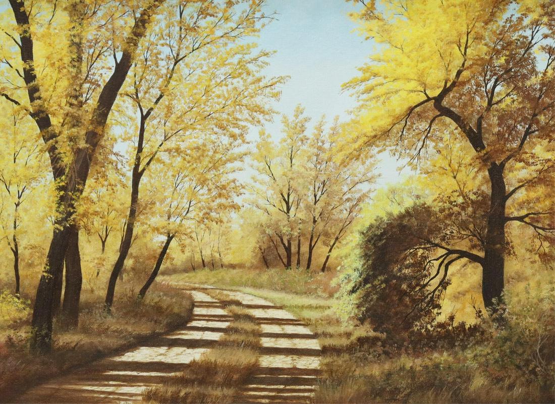 MANUEL GARZA (B.1940) TREE-LINED PATH, 18" X 24" (1 of 4)