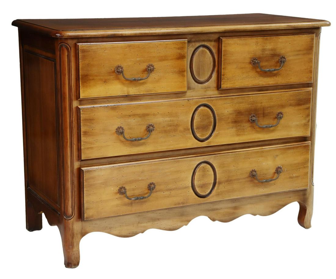 FRENCH PROVINCIAL FRUITWOOD FOUR-DRAWER COMMODE (1 of 5)