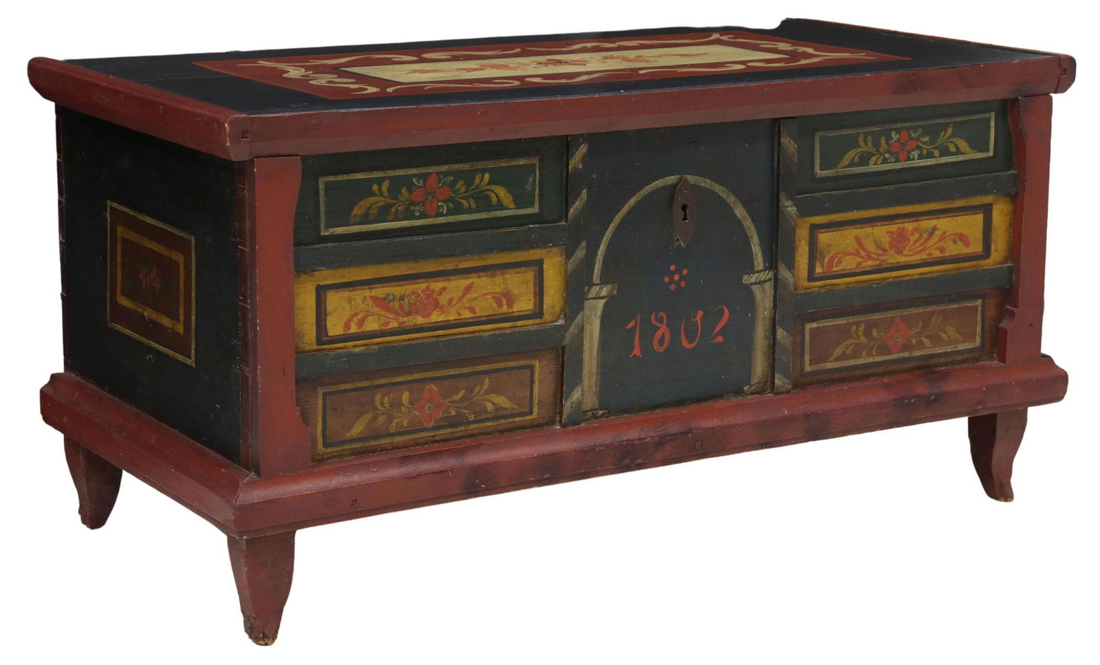 NORTHERN EUROPEAN PAINTED BLANKET CHEST TRUNK (1 of 4)