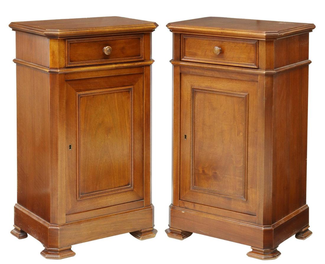 (2) FRENCH LOUIS PHILIPPE STYLE WALNUT NIGHTSTANDS (1 of 6)