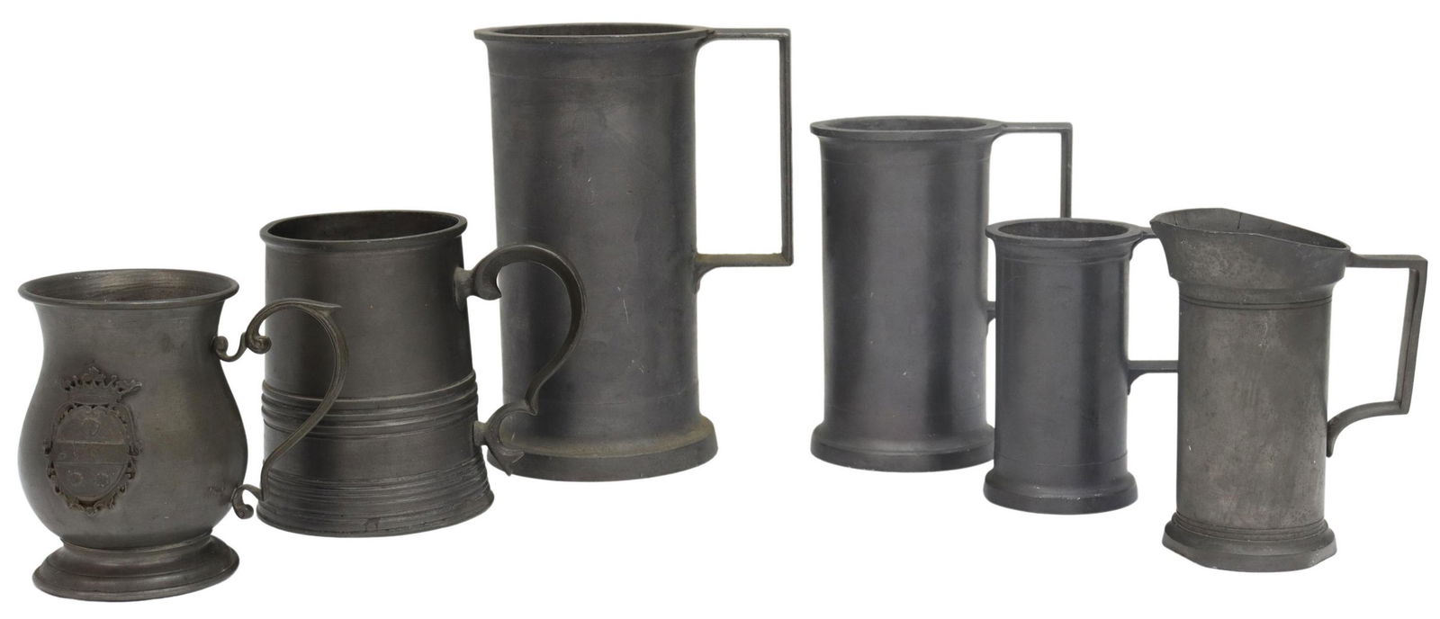 (6) CONTINENTAL PEWTER TANKARDS & MEASURES (1 of 2)