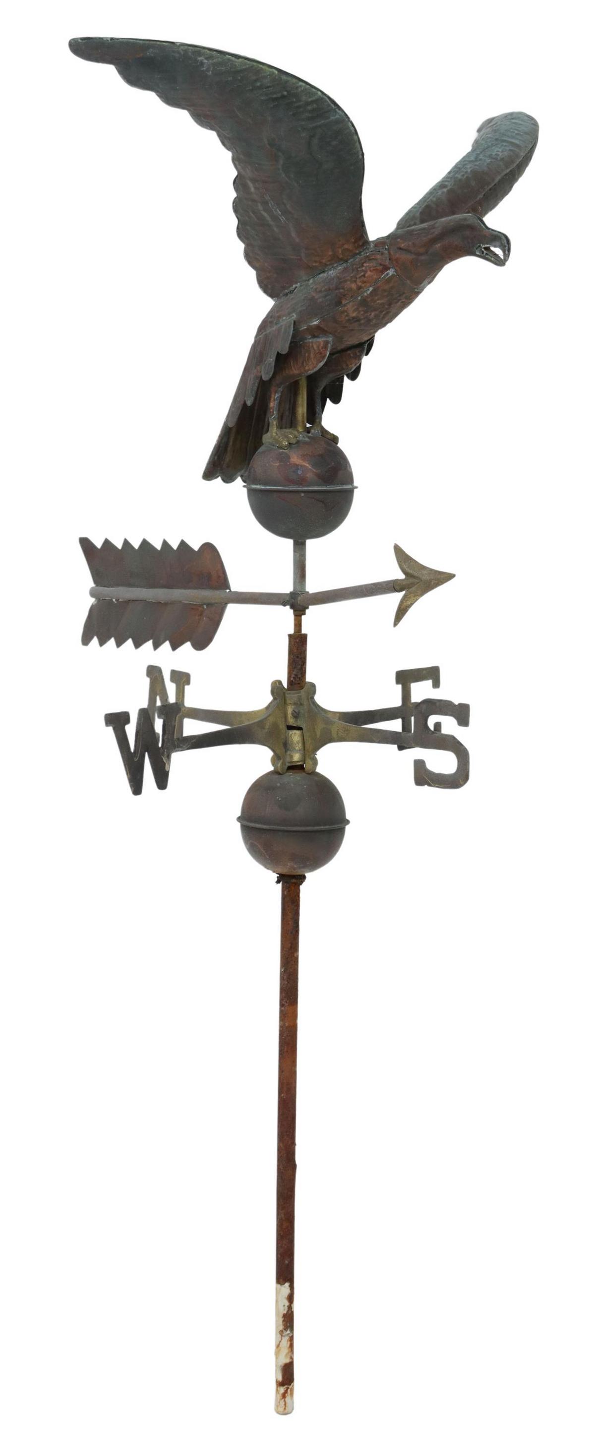 PATINATED COPPER EAGLE WEATHERVANE ON STAND (1 of 3)