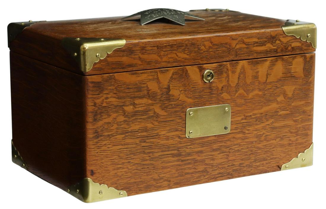 OAK BOX WITH CA RAILROAD & STEAMBOAT POLICE BADGE (1 of 6)