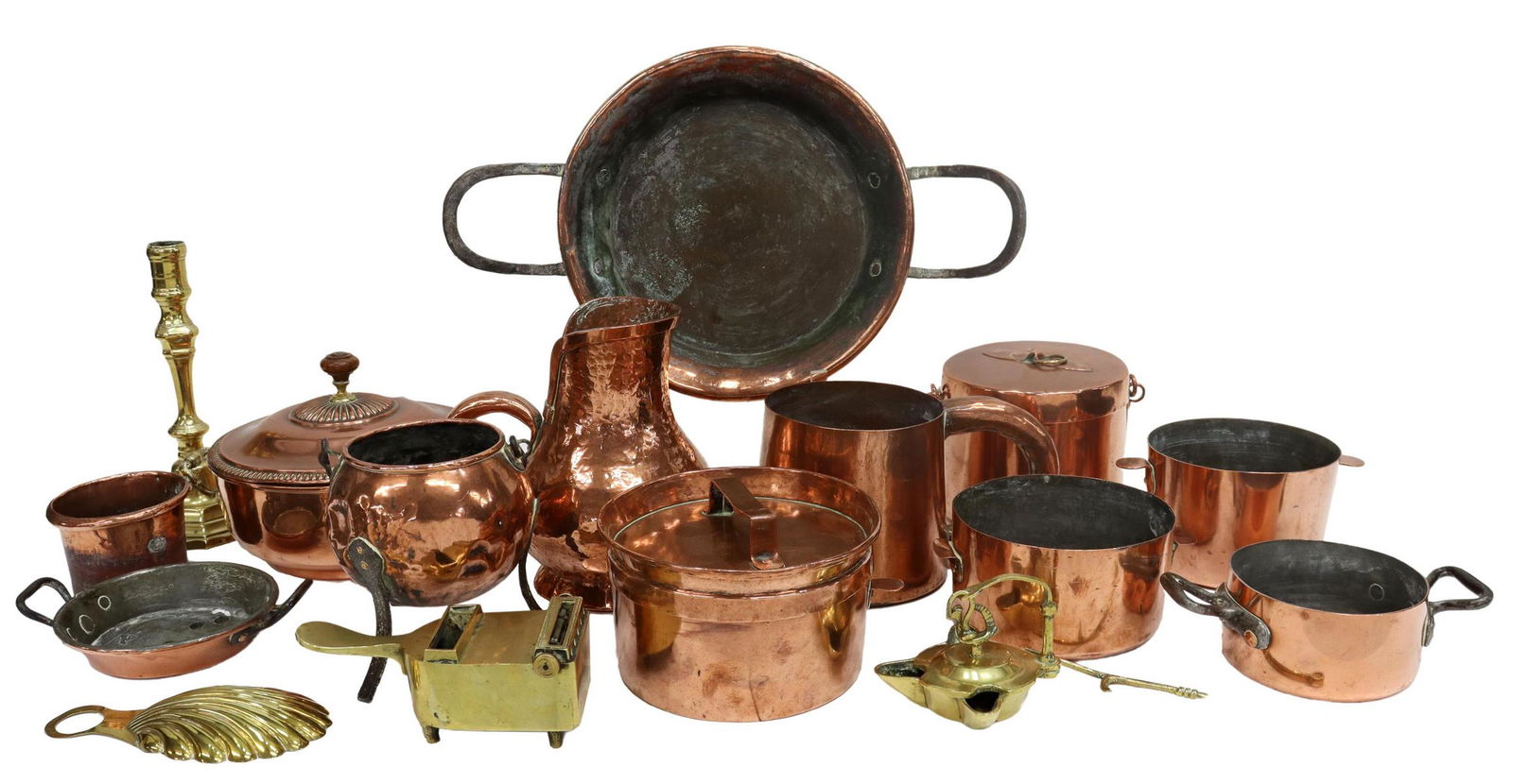 (15) FRENCH COPPER & BRASS KITCHENWARE, 19TH C. (1 of 4)