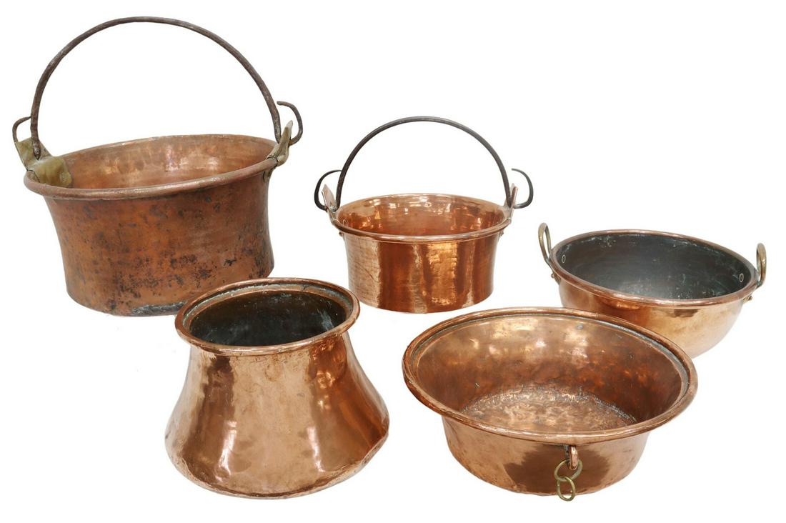(5) FRENCH COPPER KITCHENWARE, 19TH C. (1 of 3)